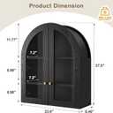 Arched Wall Cabinet, Bathroom Cabinet Wall Mount with Glass Doors & Adjustable Shelf, Floating Medicine Cabinet for Bathroom, Kitchen, Living Room Storage, Black, 23.6 x 27.5 x 8.46 in