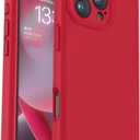Vooii Compatible with iPhone 16 Pro Case, Liquid Silicone Upgrade [Camera Protection] [Soft Anti-Scratch Microfiber Lining] Shockproof Phone Case for iPhone 16 Pro 6.3 inch - Red