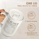 SANDJEST Teacher Appreciation Gift 40oz Stainless Steel Insulated Tumbler with Handle and Straw - Teacher Nutrition Facts Travel Coffee Mug Cup for Women Back to School Birthday Christmas