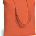 TOPDesign 24-Pack Economical 16"x15" Orange Cotton Tote Bag, Lightweight Medium Reusable Grocery Shopping Cloth Bags, Suitable for DIY, Advertising, Promotion, Gift, Activity
