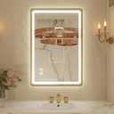 24x32 Inch LED Bathroom Mirror with Round Corner Gold Framed, Lighted Vanity Mirrors with Lights, Front Light and Backlit, Stepless Dimmable, Anti-Fog, Memory, 3 Colors Wall-Mounted Mirrors