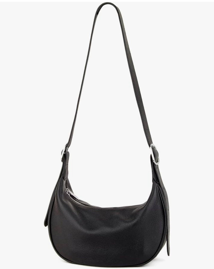 Casual Soft Leather Hobo Bags Women Crossbody, Trendy Crescent Shoulder Bag and Mini Purse, Black, Small