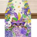 XCHI Mask Cat Iris Fleur De Lis Flowers Mardi Gras Table Runner Carnival Table Decoration for Masquerade Party Home Kitchen Dining Holiday Decor 13x120 Inch
