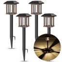 20 Lumens 2-Tone Bronze and Wood LED Outdoor Solar Landscape Path Light Set with Vintage Bulb 4-Pack