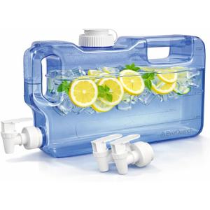 Refrigerator Water Dispenser 1.1 Gallon Bottle with 2 Spigots - BPA Free Plastic Slim Water Jug with Spout Leak Proof | Refillable Fridge Water Container, Convenient Handles (Royal Blue)