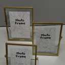 Set of 3 Retro Glass Photo Frame Metal Geometric Picture Frame Metal Floating Glass Artwork Picture Frame For Photos, Plant Specimen Tabletop Display, Includes 4" x 4", 4" x 6", 5" x 7" (Gold)