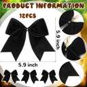 Janinka 12 Pcs Black Christmas Velvet Bows 6 Inch Rustic Wreath Gift Bows Vintage Xmas Velvet Ribbon Bow Ornaments for Xmas Farmhouse Tree Garland DIY Craft Wrapping Decorative