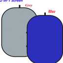 3.3x5ft/1x1.5m Chromakey Blue Grey Backdrop with 6.23ft Stand, 2-in-1 Blue Screen and Grey Screen Collapsible Reversible Pop-Up Background Panel for Photography, Live Streaming, Video Shooting