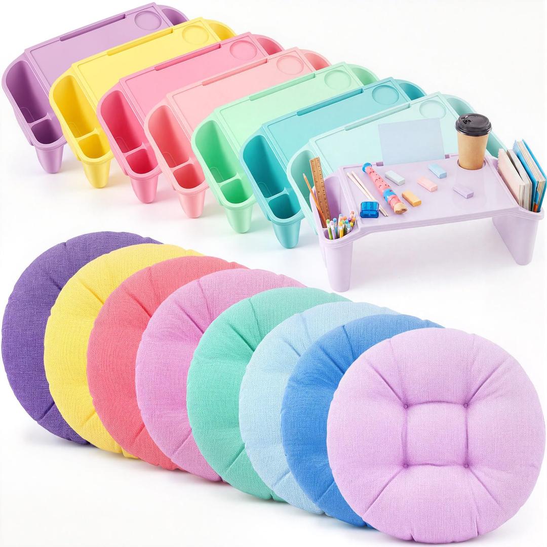 Supervitae 16 Pcs Kids Lap Desk & Flexible Seating Classroom, Vibrant Color