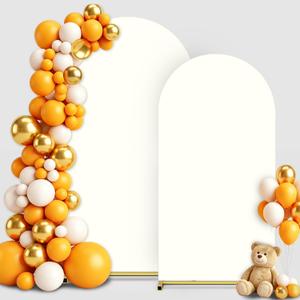 Arch Backdrop Cover Set of 2(7.2FT+6FT), Spandex Fitted Arch Covers Stretchy Backdrop for Wedding, Birthday, Party, Baby Shower, Ceremony Banquet Decoration(Ivory)