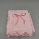 2 Pcs Pink Scalloped Hand Towels for Bathroom 26 x 13 Embroidery Coquette Bow Hand Towels 100% Cotton Soft Absorbent Boho Bath Decor for Kitchen Bathroom