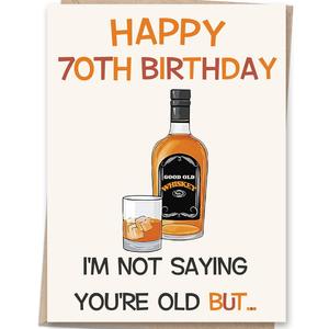 Funny 70th Birthday Cards Gifts for Men Women | Happy 70 Year Old Birthday Decoration for Him, Her, Grandpa, Dad, Husband, Brother