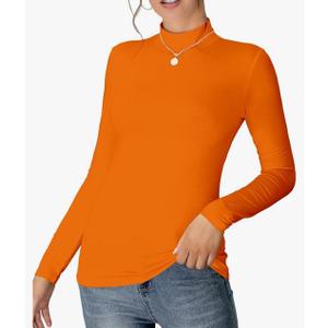 Women's Mock Turtleneck Long Sleeve Sleeveless Pullover Tops Slim Fit Basic T-Shirts, XS