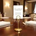 12Pcs Premium Table Number Holders Gold Table Place Card Holders with Weighted Base Stand and Clip Small Tables Card Holder Pictures Photo Holder for Centerpieces, Christmas, Wedding Party
