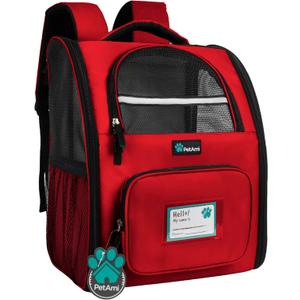 PetAmi Dog Backpack Carrier for Small Large Cat, Pet, Puppy, Ventilated Pet Hiking Backpack Travel Bag, Airline Approved Cat Backpack Carrier, Camping Biking Dog Bag Up to 18lbs Pet, Red