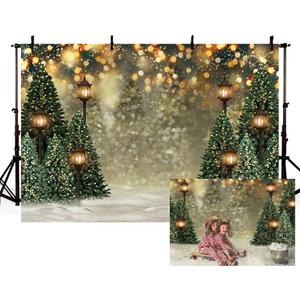 MEHOFOND 10x7ft Winter Christmas Tree Snowflake Green Newborn Photography Background Snow Scene Glitter Bokeh Portrait Backdrops Xmas Birthday Baby Shower Party Photo Banner Props