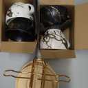 LUKA Ceramic Demitasse Espresso Cups Set with Saucers and Metal Stand, 8 oz Porcelain Stackable Cappuccino Cups Teacup For Tea, Espresso, Latte, Coffee, Cafe Mocha, Set of 4, White & Black