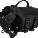 ICEFANG GN3 Tactical Dog Harness with 6X Buckle,Dog Molle Vest with Handle,3/4 Body, Hook and Loop Panel for ID Patch,No Pulling Front Clip (X-Small (Pack of 1), Black)