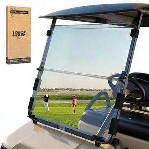 10L0L Golf Cart Windshield for Club Car DS 1982-2000 0.2 Inch(5MM) Thick DOT Approved Windproof Windshield - Fold Down, Impact Resistant Clear
