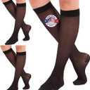 (3 Pairs - Closed Toe) Plus Size Compression Stockings for Women 15-20mmHg - Womens Sheer Compression Knee High with Wide Calf for Diabetic, Lymphedema, Swelling - Black, 5X-Large - A101BL8-3