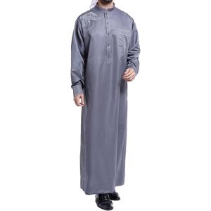 Qianliniuinc Muslim Islamic Pakistan Dubai Abaya Thobe Middle East Style Embroidered Men's Clothing M