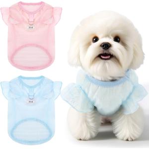 2 Pack Dog Shirts,Breathable Mesh Dog Clothes for Small Dogs and Cat Lightweight Soft Pet Sleeveless Vest for Spring Summer Autumn (Medium)