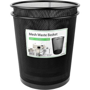 Greenco Small Trash Cans for Home or Office, 2-Pack, 4.5 Gallon Black Mesh Round Trash Cans - Desk Trash Can - Lightweight, Sturdy for Under Desk, Kitchen, Bedroom, Den, Dorm Room, or Recycling Can