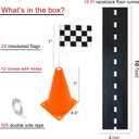 7inch Orange Racing Traffic Cones with Holes on Top,Checkered Flags,Racetrack Floor Runner,Race Car Birthday Party Supplies,Racing Car Table Centerpiece Decorations 38PCS for Kids Two Fast