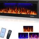 Rodalflame 42" WiFi-Enabled Electric Fireplace Insert, APP Smart Control, Wall Mounted&Recessed Linear Fireplace Heater with Thermostat, Flame&Top Lights, Log&Crystal, Timer