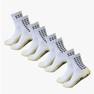 Yufree 4 Pairs Mens Grip Soccer Socks Non Slip Grippy Women Socks for Football Basketball Sports