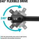 DURATECH 1/2" Drive 24-Inch Heavy Duty Breaker Bar with 240° Flex Head