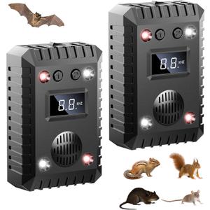 𝟐𝟎𝟐𝟔 𝐔𝐩𝐠𝐫𝐚𝐝𝐞𝐝 Rodent Repellent for Car Engines-Ultrasonic Mouse Deterrent, Plug-in&Battery Operated Under Hood Repeller, Keep Mice, Rats & Squirrels Out of Car (Black, 2-Pack)
