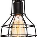 Industrial Pendant Light, Black Metal Wire Cage Hanging Light Fixture for Kitchen Island Dining Room Hallway Bar, Farmhouse Pendant Lighting