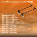 K80880 (Set of 2) Front Sway Stabilizer Bar End Link Kit Compatible for 2013-2018 Ford Escape & 2012-2018 Focus & 2015-2018 Transit, M-azda 3 Vo-lvo C30 C70 S40 V50