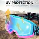 Motorcycle Goggles Men Women,UV400 protection Dirt Bike ATV MX DH Goggles Glasses,Anti-Slip Strap,Scratch-Proof (Bluepink)