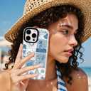 ChiCsFleur for iPhone 12 Pro Max Case, TPU Phone case with Camera Protection for Women Girls Teens - Blue Coastal Holiday Palm Shell Sailor Moon Collage Ocean Gift Vintage Sorority Aesthetic Unique