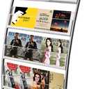 Brochure Display Stand, Floor-Standing Magazine Rack with 4 Pockets, Information Rack With casters Easy to Move for Trade Show Exhibitions Office Retail Store 44.1" H
