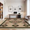 9x12 Area Rug for Living Room Western Rug Aztec Southwestern Rugs Machine Washable Tribal Navajo Southwest Rug Non Slip Printed Low-Pile Indoor Floor Carpet for Dining Room Bedroom Office, Camel
