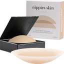 Nippies Nipple Covers for Women with Travel Case, Reusable Nipple Pasties with Skin-Safe Adhesive, Invisible Braless Solution under Clothing - Original Circle Covers, Crème, Size 1 (Fits A-C Cups)