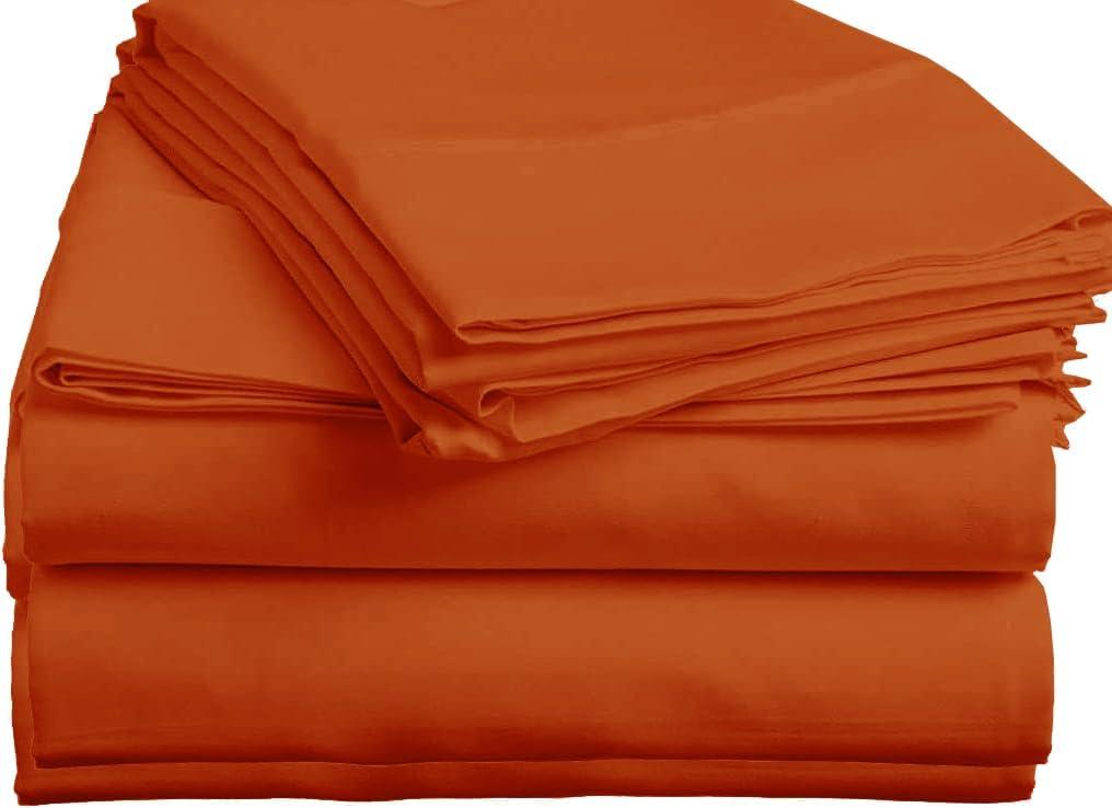 Sleeper Sofa Bed Sheet Set Twin Size (36" x 72" x 5") Burnt Orange Solid 100% Egyptian Cotton 1000 Thread Count Fit Up to 5" inches Deep Mattress.