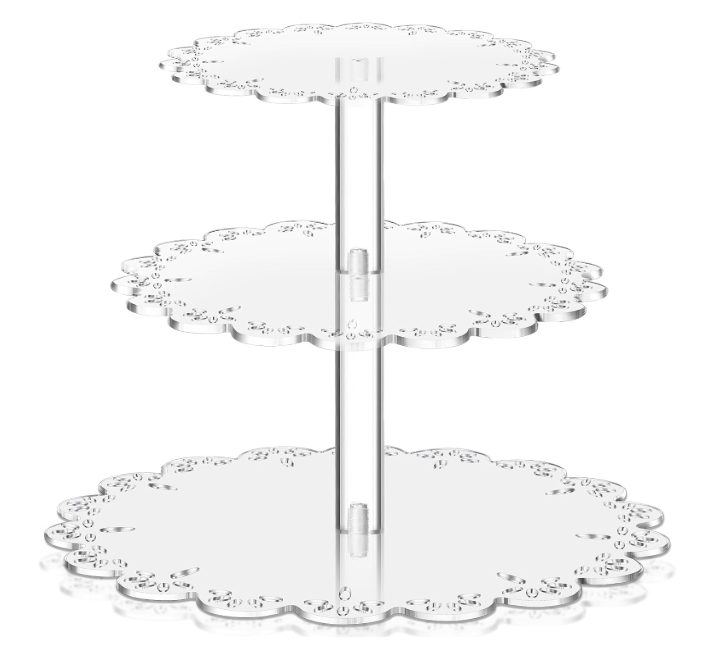Nuenen Elegant 3Tier Acrylic Cupcake Stand  Round Clear Dessert Display Tower for 24 Mini Treats, Modern Transparent Holder for Weddings, Parties, and Celebrations