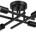 SunRider Industrial 4-Light Semi Flush Mount Ceiling Light Fixture, Modern Farmhouse Lights Matte Black, Rustic Sputnik Chandelier for Bedroom Foyer (Large)