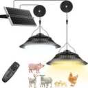 Solar Shed Lights Indoor 2 Pack, 3200K/4000K/6000K Dimmable Daytime Available Pendant Lights Outdoor with ON Off Switch & Remote Solar Powered Hanging Chandelier Lights for Home Barn Garage