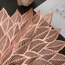 Placemats Set of 4, Round Hollow Out Flowers Place Mats for Dining Table Pressed Vinyl Blooming Leaf Table Mats for Holiday Party Wedding Accent Centerpiece Dinner Table Decoration (Rose Gold)