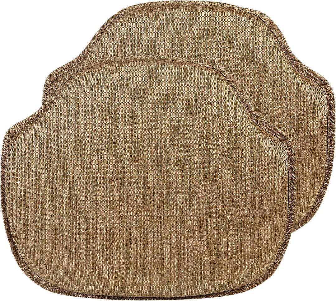Klear Vu Gripper Omega Non-Slip Windsor Chair Cushions with Skid-Proof Seat Pad for Dining Room, Kitchen, and Office Use, 16x15 Inches, 2 Count (Pack of 1), Gold