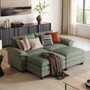 LINSY HOME 90" Modular Cloud Love Seat Sofa, Corduroy Soft Sectional Couch, Modern Comfy Love Seat with 2 Movable Ottoman, Perfect for Living Room, Apartment, Office, Green