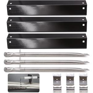 Grill Parts Compatible with Char Griller 5050 3001 5650 3072 3030 3008 5252 & King Griller - Burners, Flame Shields, Igniters & Hanger Brackets - Repair Kit for Char Griller Replacement Parts