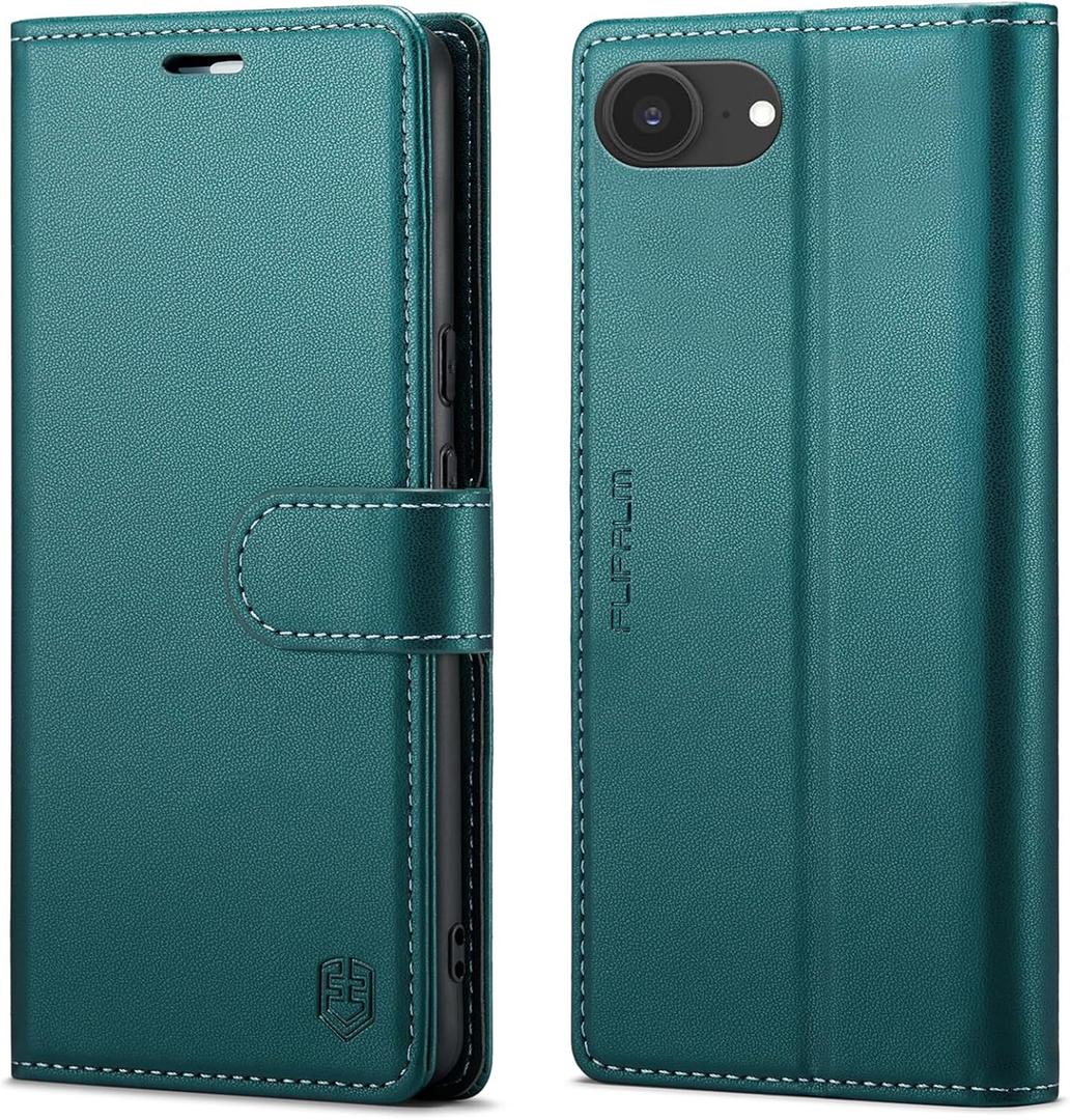 Wallet Case for iPhone 16e, RFID Blocking Credit Card Holder, PU Leather Folio Flip Kickstand Protective Shockproof Cover for Apple 16e (Green)