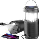 5000 Large Capacity Solar Hand Crank Flashlight with 8H Play Time, Survival Light, USB Charger for Cellphone, Portable Solar Camping Light,Electric LED Camping Lantern for Emergency (Black)