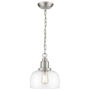 EAPUDUN Modern Farmhouse Pendant Light, 1Light Industrial Hanging Light Fixture 9.3inch, Brushed Nickel Finish with Clear Glass Shade, PDA1127BNK